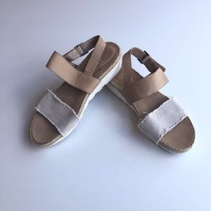 Eileen Fisher Tan and Linen Slingback Sandals